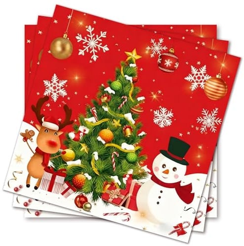 40 Stück Servietten Weihnachten 33x33cm – Weihnachtsservietten mit Festlichen Motiven, Magische Tischdeko Weihnachten – Perfekte Weihnachts Servietten für Papiere & Nachhaltige Weihnachts Tischdeko