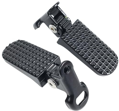 2Pcs Foldable Bike Rear Pedals, Aluminum Alloy Mini Foot Pedals, Non-Slip Corrugated Surface, Strong Bearing Force, Collapsible Design for Folding Mountain Bikes(Color:Black)
