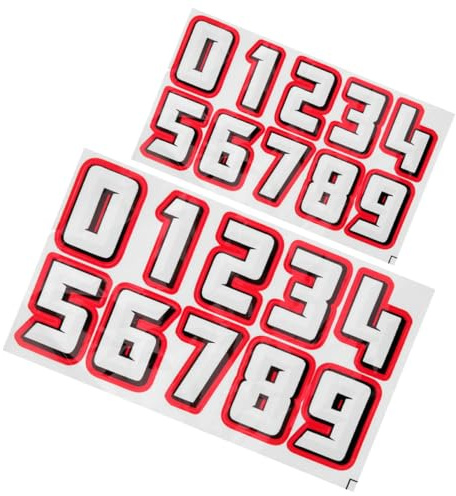 DEARMAMY 2 Sets Motorcycle Reflective Number Stickers 0-9 Large and Small Self-Adhesive Helmet Decals for Riding Bicycle Mountain Bike Helmets