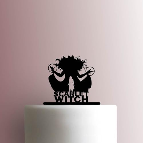 Sorcière écarlate – Décoration de gâteau en acrylique 17,8 cm de large/rose