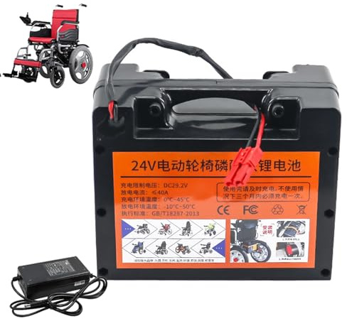 JCXYL EV 24 Volt LiFePO4 Mobility Scooter Battery 24V 20AH 25AH 35AH 40AH 50AH 60AH 70AH Electric Wheelchair Battery Lead-Acid Battery Replacement