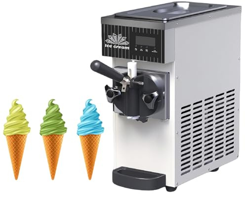 Gelatiera professionale da banco Macchina per gelato soft monogusto con pannello LED per bar caffetterie pasticcerie(White)
