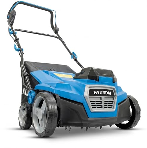 HYUNDAI 38cm / 15” Cordless Scarifier & Aerator (2x20V), Brushless Motor, 5 Depth Settings -12mm to +6mm, 45L Collection Bag, 2x 4.0Ah Batteries & Charge