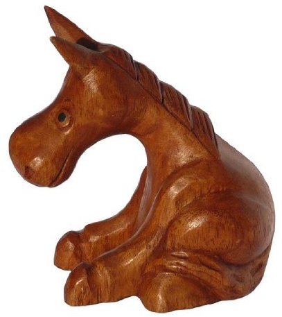 Wogeka Lustiges Pferd Esel Holz Tier Bauernhof Figur Dekoration Handarbeit Schnitzerei Geschenk-Idee Tier 47