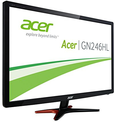 acer GN246HLBbid Monitor da 24, 16:9, Display TN+Film Panel, Risoluzione 1920 x 1080, 350 cd/m2, 1 ms, Input: VGA+Dual Link DVI+HDMI+Line out, Nvidia 3D, 144 Hz Refresh