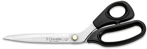 3 Claveles Tijeras Costura y Multiusos, Profesional, Mango TPR, Acero Inoxidable, Tamaño: 25 cm-10, Negro, 30 cm (12)