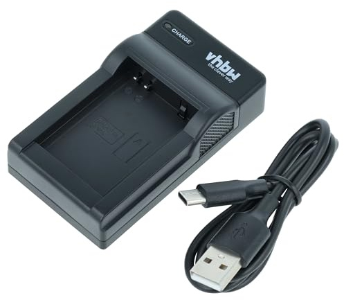vhbw USB-C Charger compatible with Samsung NX1010, NX2020, NX200, NX2030, NX2000, NX1000 Camera Battery + USB-C Cable, Charging Indicator
