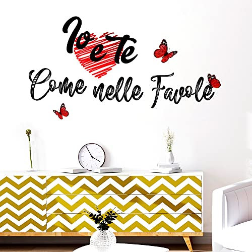 STICKER DESIGN Scritte adesive per pareti con Cuori - Adesivi Murali con Frasi d’amore, Adesivo muro decorativo con Frase Adesiva per Decorazioni Pareti, Salone, Cucina e Camera