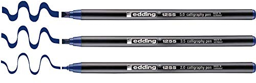 edding 4-1255-3-001 Kalligrafie-Stift, schwarz sortiert (3er Etui Kalligraphiemarker, blau)