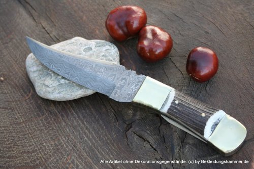 Karujaki Couteau de chasse en corne de cerf avec manche en corne de cerf