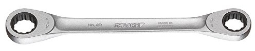 GEDORE 4 R 1/2x9/16AF Doppel-Ringratschenschlüssel, flache Ausführung mit dünnwandigen Ringen, UD-Profil, Rückschwenkwinkel 7°, für ratschendes Lösen oder Schnellanzug, glühend geschmiedet, 1/2x9/16'
