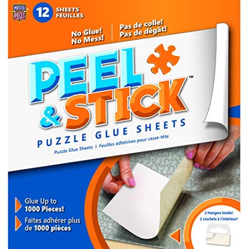 MasterPieces Accessories - 12 Permanent Adhesive Jigsaw Puzzle Glue Sheets with Peel-Off-Backers