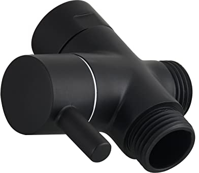 Tecmolog Vanne 3 Voies en Laiton Vanne d'Arret G 1/2 Robinet d'Arret pour Douchette Douche Salle de Bain, Noir, DSF007C
