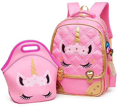 Moonmo, Mädchen Kinderrucksack Pink Pink Set L