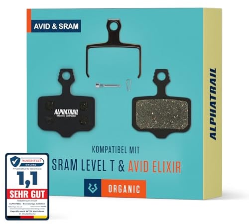 MTB Bremsbeläge für Avid Elixir 1 3 5 & SRAM Level T TL TLM Bremsen I Hochleistungs-Resin I Langlebig & passgenau für E-Bikes und Mountainbikes I 1 Paar organische Scheibenbremsbeläge