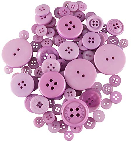 Trimmen Shop Runde Harzknöpfe 2 & 4 Löcher Verschiedene gemischte Farben und Größen für Näharbeiten, handgefertigte Kinderdekoration, DIY-Projekt, 100g, Gemischte Flieder