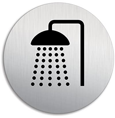Schild Dusche Bad Ø 100 mm Stärke 1 mm Aluminium gebürstet Edelstahloptik