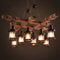 HEYUN E27 Pendelleuchte Vintage Kronleuchter Retro Hängeleuchte Holz Metall Hängelampe Schwarz Höhenverstellbar Leuchtmittel E27 Industrial Deckenleuchte Für Esszimmer/Wohnzimmer/Küche/Café (8 Köpfe)