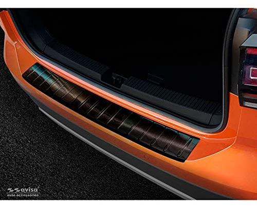 Avisa Schwarz Edelstahl Heckstoßstangenschutz kompatibel mit Volkswagen T-Cross 2019-2024 & FL 2024- 'Ribs'