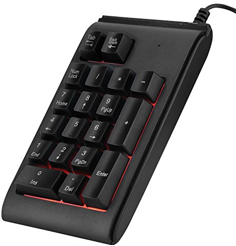 VBESTLIFE USB-Ziffernblock, tragbares 19-Tasten-3-Farben-Tastenfeld, verkabeltes -Nummernfeld, mechanische Spieletastatur für Laptop-Desktop-Computer-PC