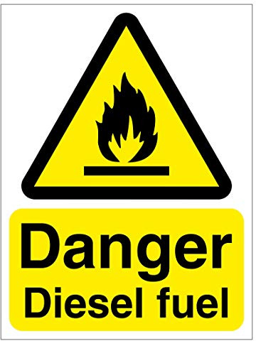 Danger diesel fuel sign 150mm x 200mm Self adhesive vinyl sticker Warns the public of dangerous flammable substances (5)