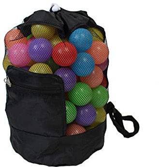 Alvinlite Kinder Netz-Rucksack mit Kordelzug, leichter Spielzeug-Aufbewahrungsbeutel für den Sommer am Strand, Schwarz, 44 * 29cm