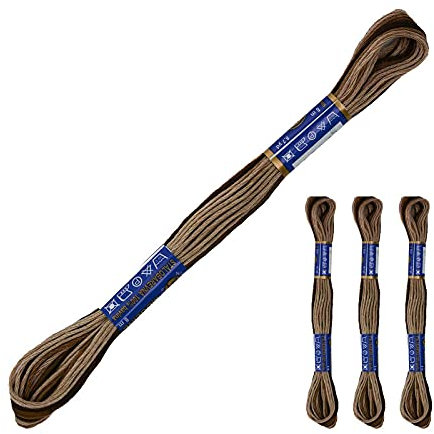 3 Docken Stickgarn je ca. 8m Sticktwist mit Farbverlauf 100% Baumwolle Stickerei Farbwahl, Farbe :77262 Brauntöne
