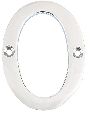 Nutfield Hardware 3 Inch / 75mm House Numbers Polished Chrome Door Numbers Screw Fixed Mailbox Office Hotel House Door Number 0 with Mounting Screws for Walls, Doors, and Gates