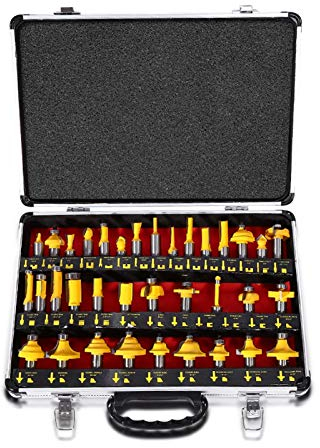 Set di punte del router Set, punte del router 35 pezzi router, bit del router 1/2 pollice Set utensili fresatura, utensile la lavorazione del legno Bit del router Set di bit del router portatile