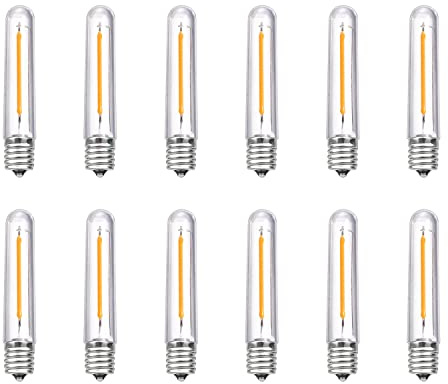 GOOTHY 12 Pack LED T13 Replacement Light Bulbs, Waterproof 0.6W E12 LED Bulbs for S14 G40 C7 Outdoor Patio String Lights, Night Lights, Dimmable E12 Candelabra Bulbs Chandeliers, 2700K Warm White
