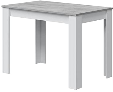 Habitdesign Mesa Auxiliar Fija, Mesa Comedor o Cocina, Acabado en Color Blanco Artik y Cemento, Modelo Cloe, Medidas: 109 cm (Ancho) x 67 cm (Fondo) x 78 cm (Alto)