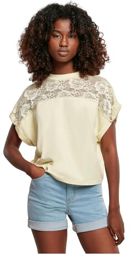 Urban Classics Damen Ladies Short Oversized Lace Tee softyellow, 5XL