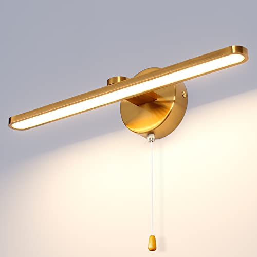 TYhogar LED Mirror Bathroom Light 40cm 12W LED Brass Modern Picture Lights with Switch, Mirror Lamp Bathroom Waterproof Wall Sconce Reading Lamps Lighting Fixture for Bath Bedroom Living Room