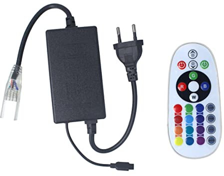 Centralita controlador para tira LED RGB 220 V, transformador de corriente de CA 220 V a CC 220 V, modelo con mando a distancia IR (12 mm)