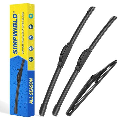 Scheibenwischer vorne + Heckwischerblätter 3 Scheibenwischer für Jeep Wrangler Modelle 2007-2018, Erstausrüsterqualität, Original-Stil (38,1 cm + 38,1 cm + 33 cm) 3 Stück