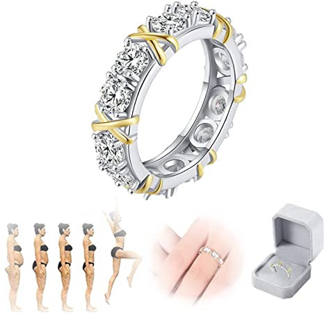 HOPASRISEE Magnetischer Zirkonformungskreuz voller Moissanite-Diamantring, 925er Sterlingsilber-Kreuzvoller Moissanite-Diamantring, magnetischer Zirkonformungsring für Frauen und Männer (8#, gold)