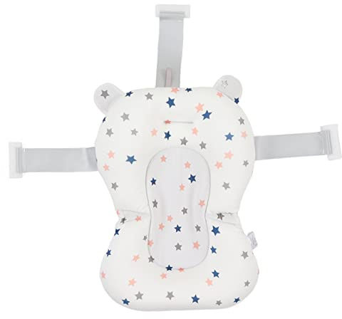 Badewannensitz, Fixierungs-Baby-Badesitzkissen, Verstellbar, Schwimmend, für Neugeborene für Badezimmer (Weiße Sterne)