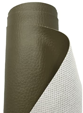 A-Express Premium Gekörnt Wasserdicht Kunstleder Gekörnt Lederimitat Texturiert Lederstoff Meterware - 100cm x 140cm (Khaki)