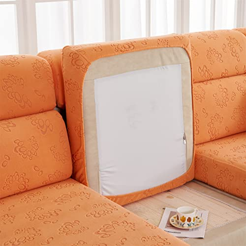 EXTLEZSA Stretch-Sofa-Sitzkissenbezüge, dicke Sofakissenbezüge, rutschfest, 1 Stück, Couch-Kissenschutz, Ersatz für einzelne Kissen mit Gummibändern (Orange,L Recamiere)