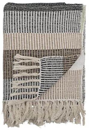 Bloomingville Hochwertige Tagesdecke 160 x 130 cm – Vielseitige Kuscheldecke aus recycelter Baumwolle, ideal als Sofadecke, Bett und Garten, kuschelig weich und pflegeleicht