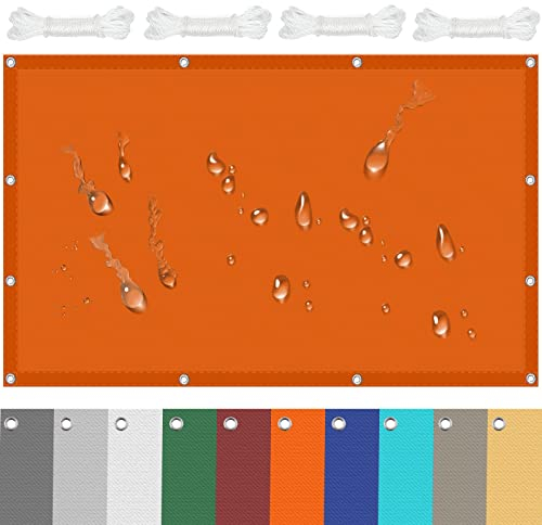 Sonnensegel Rechteckig 6.5 x 10 m Sonnenschutz 98% UV Schutz Windschutz Sonnenschirme Markisen mit Seilen für Balkon Terrasse Garten, Orange
