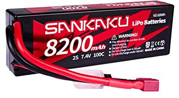 SANKAKU Lipo Battery 2S 8200mAh 100C 7.4V RC Hard Case with Deans T Plug for Car Truck Tank Boat Leisure