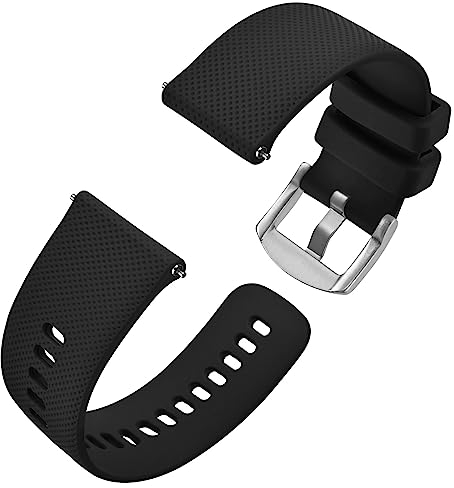 Anbeer Bracelets de Montres en Silicone pour Femme Homme, 22mm Bracelets de Montre en Caoutchouc à Déclenchement Rapide,Noir