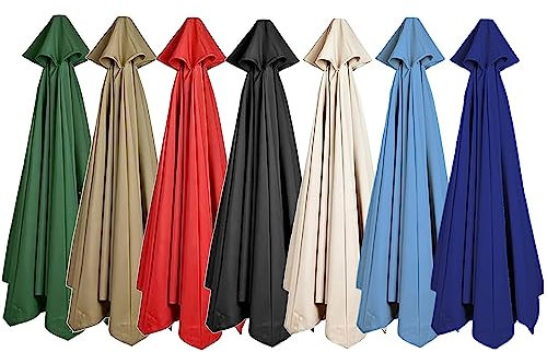 Replacement Umbrella Canopy - 2m/2.7m/3.0m - 6 Ribs/8 Ribs, Cantilever Parasol Canopy Replacement Top, Umbrella Fabric Replacement UV Sun Protection And Water Resistant (Canopy Only)(Color:Khaki,Size: