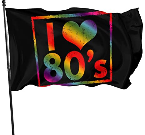 Garten Flaggen Ich Liebe Die 80Er Garten Fahnen Gedruckt Dekorative Fahnen Wetterfeste Yard-Flaggen Für Garten Rasen Jahreszeiten 152x90 cm