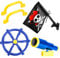 Junkin 5 Pcs Playground Equipment Plastic Pirate Steering Wheel Pirate Telescope Safety Handles Pirate Flags for Outdoor Backyard Swing Set Playhouse Tree House Jungle Gym Accessories (Blue)