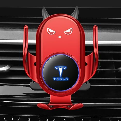 Auto Caricabatterie Wireless per Tesla Model S/X 2014 2015 2016 2017 2018 2019 2020 2021 2022 2023 Ricarica Wireless Rapida Cellulare Supporto Smartphone Accessori,Redstyle