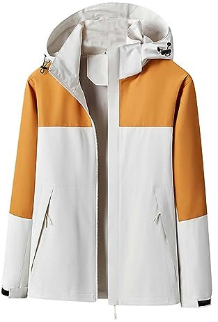 Veste de pluie pour homme, printemps, automne, veste d'extérieur imperméable, coupe-vent, légère, respirante, pliable, avec capuche, pour randonnée, voyage, vélo, taille XXL, beige, XXL