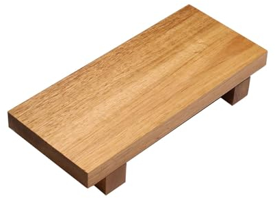 Folpus Wooden Pedestal Stand Footed Tray Rectangular Wood Riser for Display Candle Soap Holder for Wedding Kitchen Counter Party