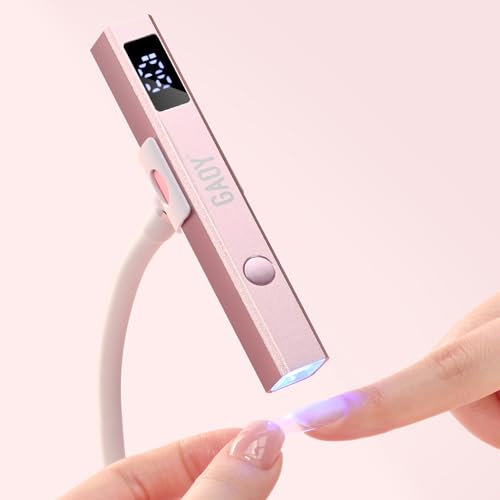 GAOY Lampada per unghie senza fili con supporto, mini luce UV portatile con display LCD per unghie in gel, asciuga unghie USB ricaricabile per asciugatura rapida, oro rosa